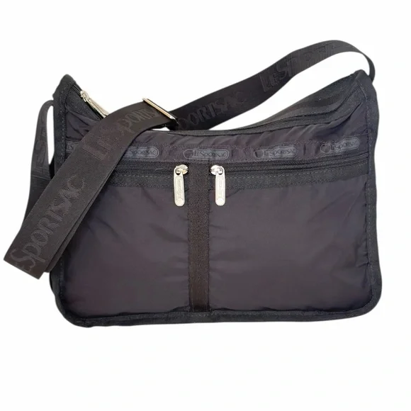 LeSportSac Black Deluxe Everyday Expandable Crossbody Shoulder Bag Unisex - Picture 1 of 16
